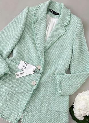 Длинный твидовый пиджак zara new original твидовое пальто zara пальто твид