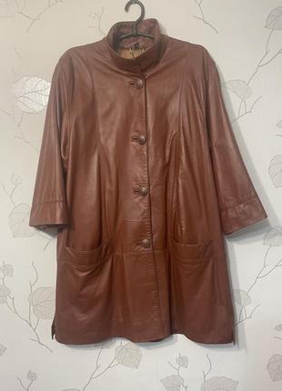 Удлиненная кожаная куртка  Rosso gianni. италия. разм. 40 (м)