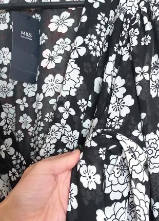 Блузка блуза чорна квітковий принт7 фото