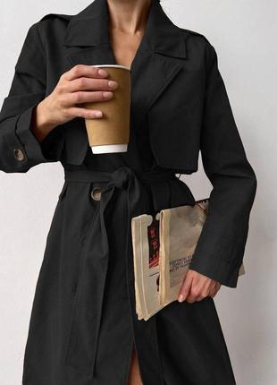 Стильный тренч без подкладки с карманами