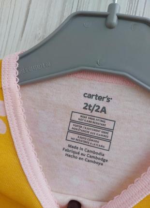Хлопковая пижама carters для девочки 2t 92см 4