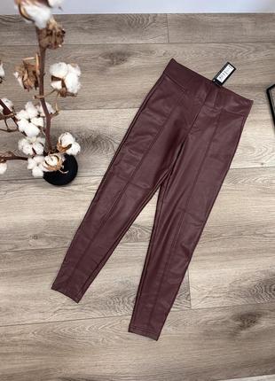M&s collection леггинсы женские лосины кожаные эко кожа новые с биркой бордо