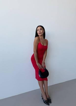 Витончена сукня на тонких брителях з розрізом 🖤5 фото
