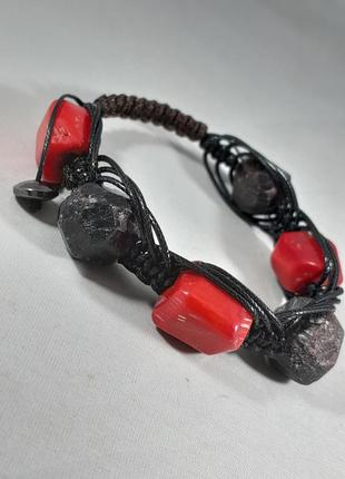 Браслет "фантазионный" натуральные кораллы и гранат