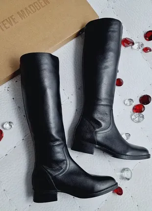 Steve madden оригінал чорні шкіряні демісезонні чоботи