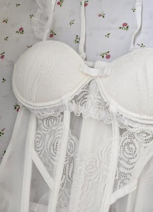 Вінтажний білий мереживний милий корсет із чашками ретростиль coquette y2k вінтаж...
