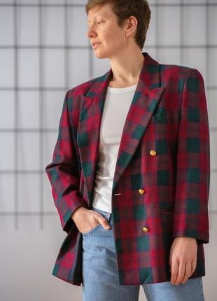 Винтажный пиджак в клетку шерсть st.michael