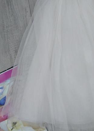 Нарядное белое фатиновое платье для девочки рукав крылышко размер 140 (10 лет)7 фото