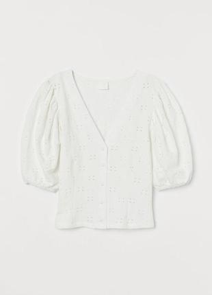 Коттоновая белая блуза от h&amp;m, топ