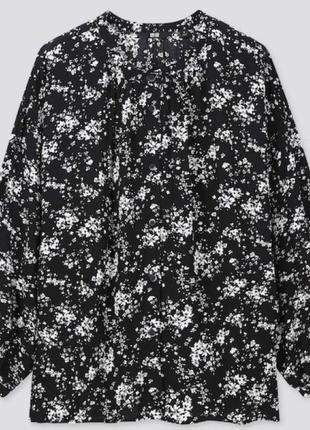 Сорочка блузка натуральна uniqlo квітковий принт