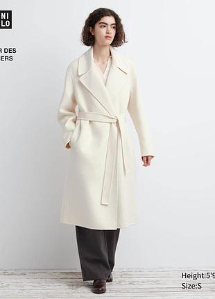 Длинное полушерстяное пальто uniqlo