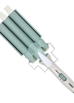 Vgr triple wave curling iron temperature regulator ceramic, triple curling iron для curly hair