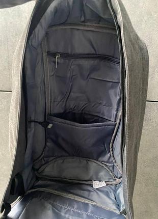 Чоловічий рюкзак для ноутбука, місткий, великий сірий з тканини2 фото