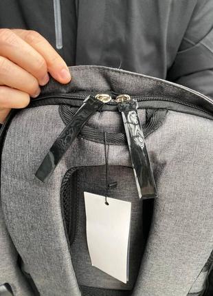 Мужской рюкзак для ноутбука, вместительный, большой серый из ткани5 фото