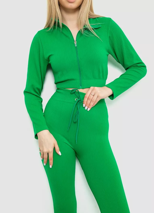 Костюм женский в рубчик, цвет зеленый, 244r14302