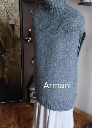 Комизелька armani шерсть кашемир безрукавка вязаная жилет шерстяная.
