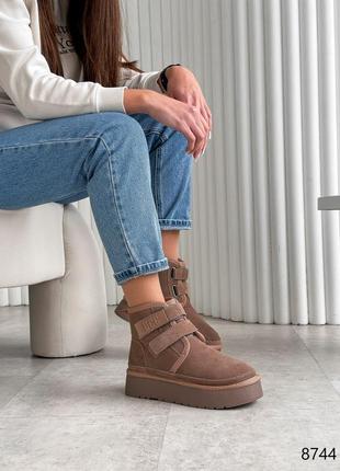 Угги женские berne капучино, натуральная замша зима 8744