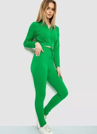 Костюм жіночий в рубчик, колір зелений, 244r143023 фото