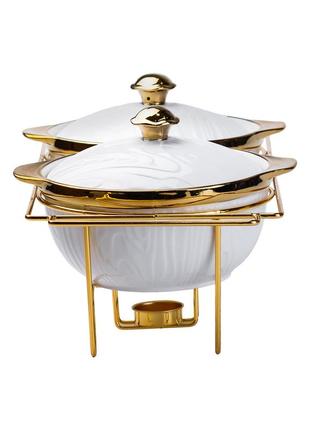 Мармит первых блюд 2 кастрюли по 1 литру для супов керамические с металлической...