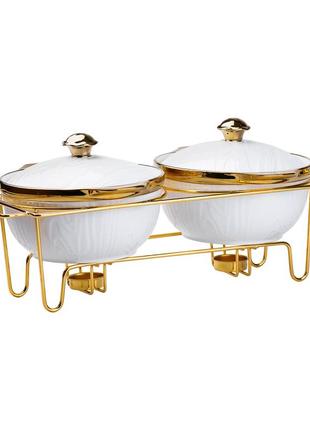 Мармит первых блюд 2 кастрюли по 1 литру для супов керамические с металлической...