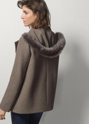 Пальто massimo dutti оригинал, полушерстяное пальто, полупальто полупальто, пальто с капюшоном, двубортное пальто