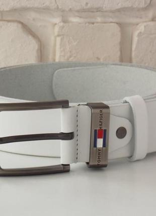 Ремень мужской белый кожаный tommy hilfiger3 фото