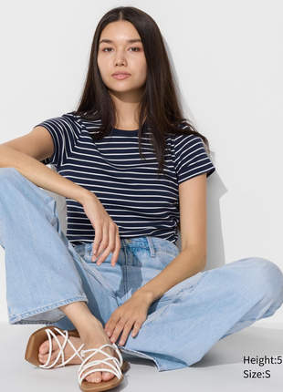 Футболка uniqlo м'яка, в рубчик, в смужку