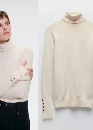 Базовый молочный гольф, свитер из мелкой вязки zara