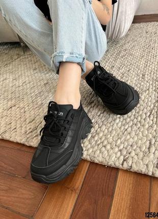 Кроссовки 12564, р.36,37,38,39, эко-кожа, черный