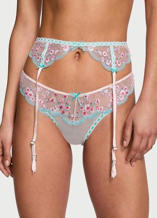Роскошный комплект с вышивкой victoria's secret трусики и пояс для чулок