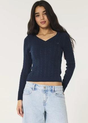 Светр пуловер кроп коси жіночий вкорочений old money preppy бренд hollister