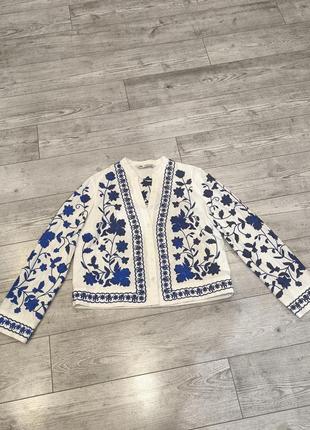 Zara пиджак жакет рубашка вышиванка из льна5 фото