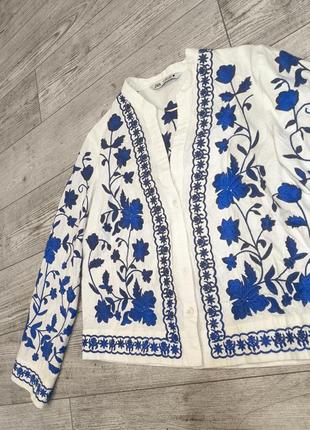 Zara пиджак жакет рубашка вышиванка из льна7 фото