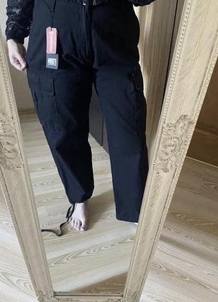 Новые чёрные хлопковые плотные брюки карго 50-52 р