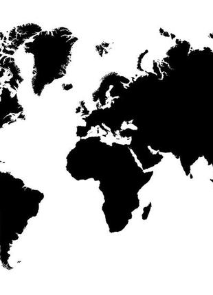Фотообои флизелиновые 368x254 см черно-белая карта мира (3604v8)+клей