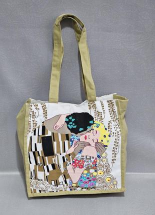 Коттоновая сумка с рисунком "целуй"