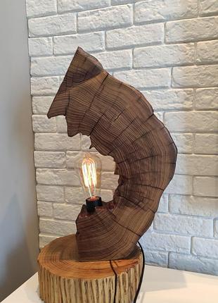 Настільна лампа з дерева, ручна робота