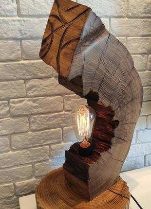 Настільна лампа з дерева, ручна робота