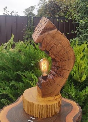 Настільна лампа з дерева, ручна робота