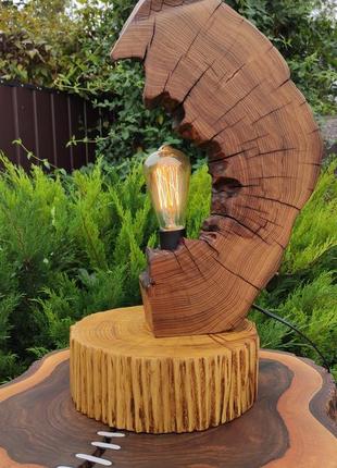 Настільна лампа з дерева, ручна робота
