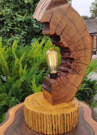 Настільна лампа з дерева, ручна робота