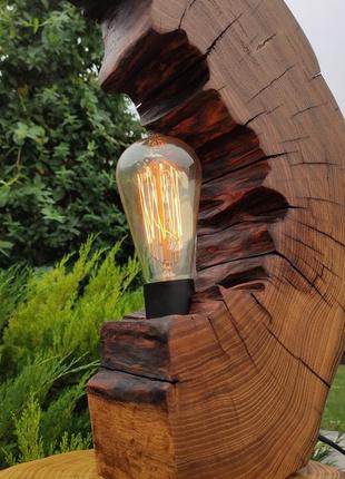 Настільна лампа з дерева, ручна робота