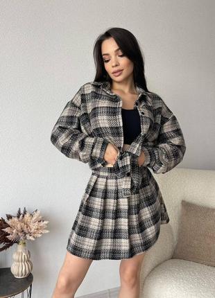 Твидовый комплект распашонка+юбка