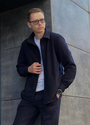 Флисовый мужской костюм рубашка брюки синий, серый, черный, графит