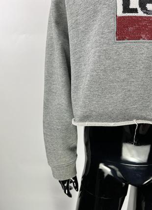 Укороченный оверсайз-свитшот бег лого пайетки