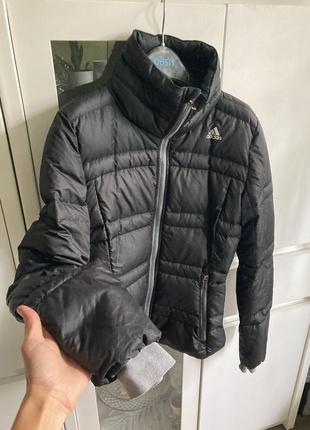 Adidas xxs/xs/s ідеальна оригінал чорна тепла чорна куртка приталена