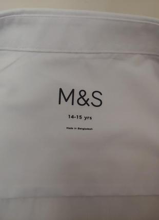 Белоснежная рубашка мужская на 14-15роков m&amp;s4 фото