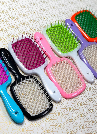 Продувная широкая расческа для укладки волос и сушки феном janeke superbrush plus hollow comb
