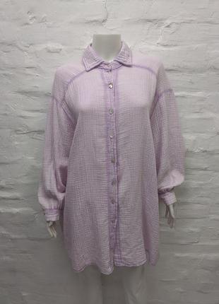 Итальянская оригинальная рубашка из хлопка garment dyed лилового цвета
