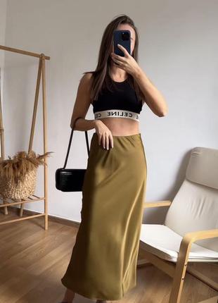 Атласная юбка макси в бельевом стиле от zara